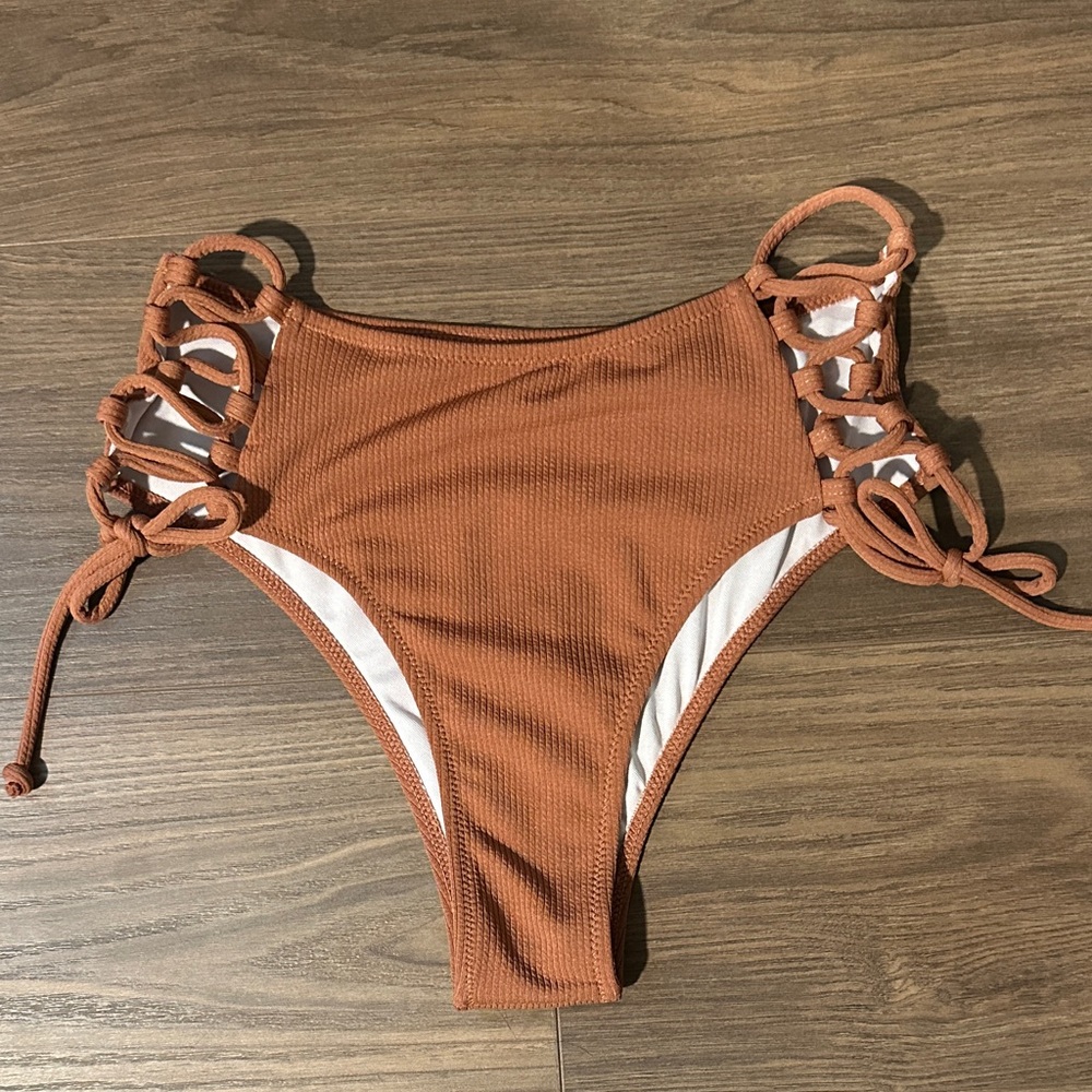 Zaful Brown Bikini Bottom with Side Ties
